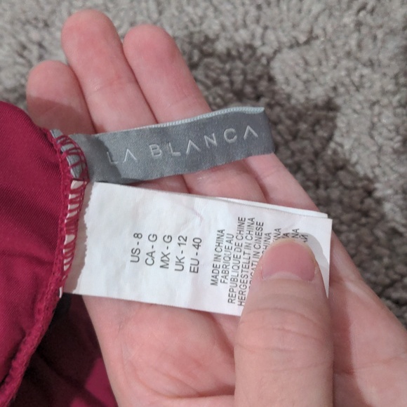 La Blanca Island Goddess Cross Back One Piece Swimsuit Wine Red Purple Size 8 - Picture 7 of 7